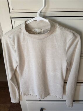 No Comment Studio Cream Long Sleeve Ribbed Top